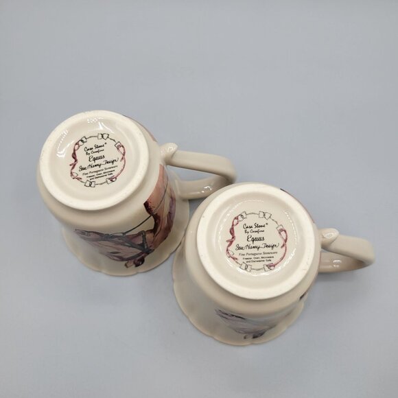 Cara Stone Equus Horse Design Coffee Mugs Carafina Beige Equestrian Theme - Picture 6 of 7